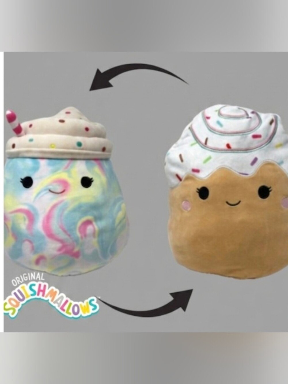 NEW Squishmallow Flip-A-Mallow: Kellen the Milkshake & Reace the Cinnamon Roll
